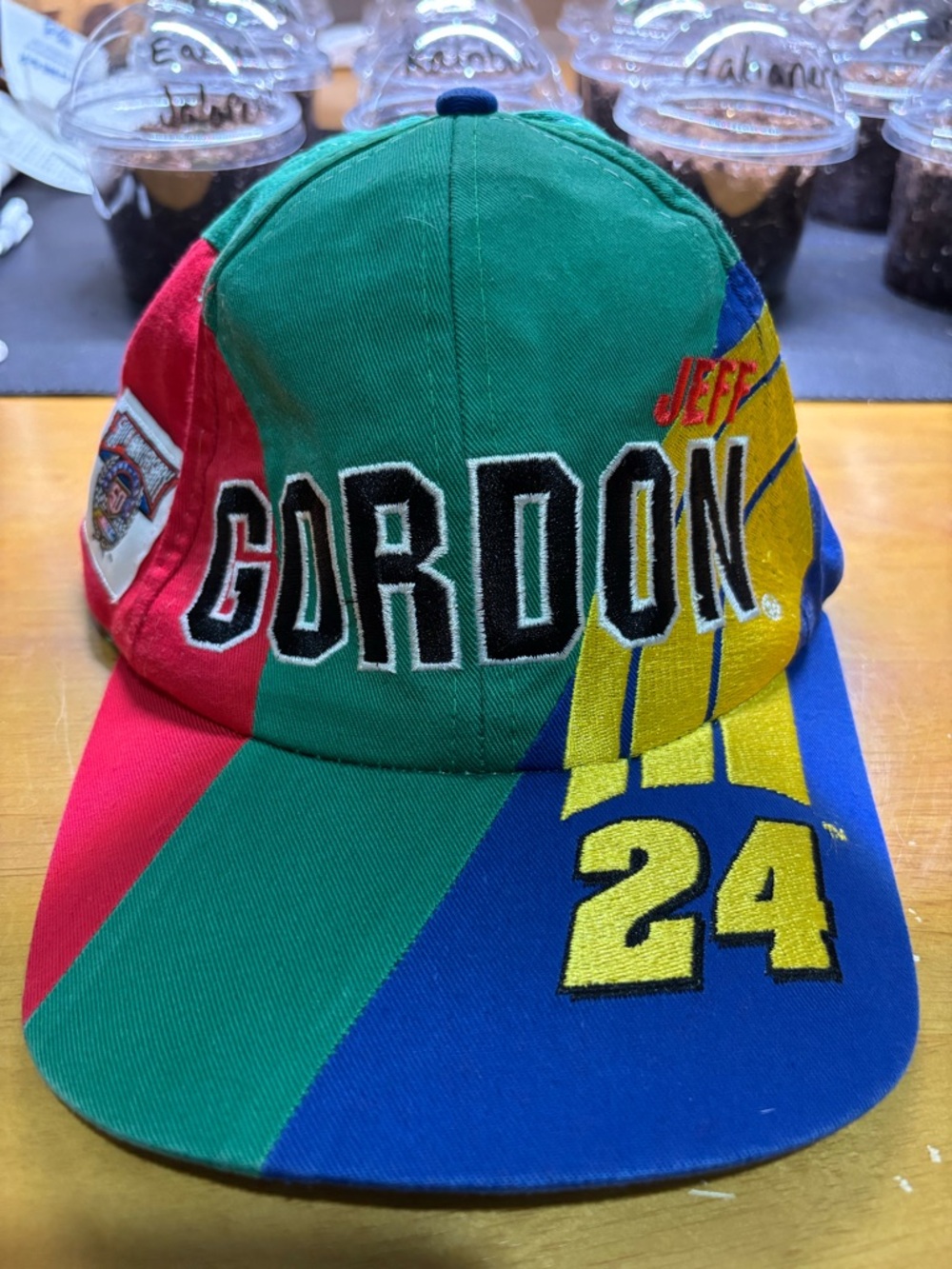 JEFF GORDON Nascar Red Cap with Multicolor 50th Anniversary Patch.